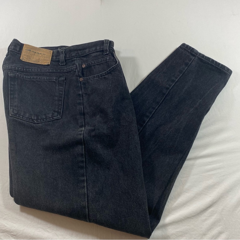 Montana Blues Jeans woman’s 13 High Rise Straight leg Faded Black Jeans